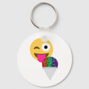 glitter wink emoji nyckelring