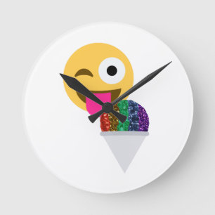 glitter wink emoji rund klocka