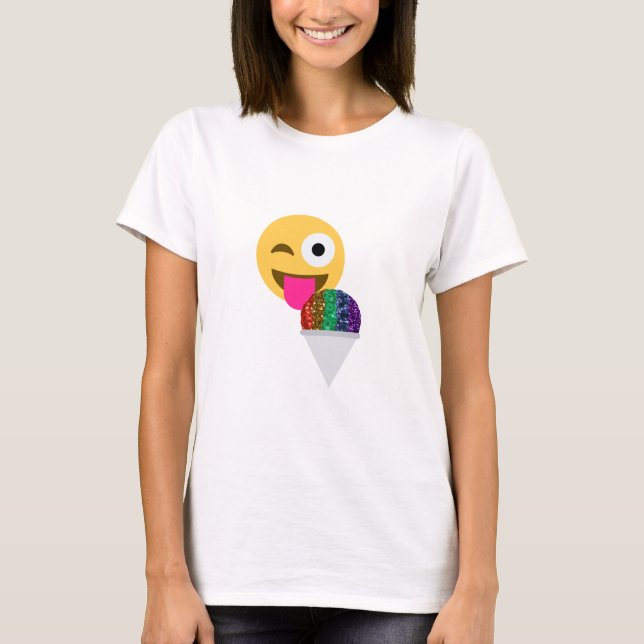 glitter wink emoji t shirt (Framsida)