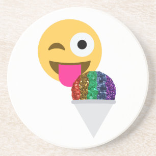glitter wink emoji underlägg sandsten