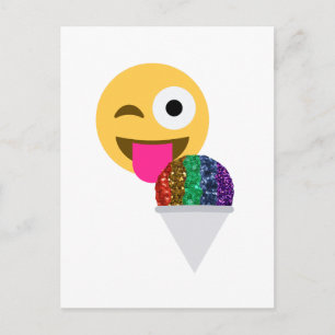 glitter wink emoji vykort
