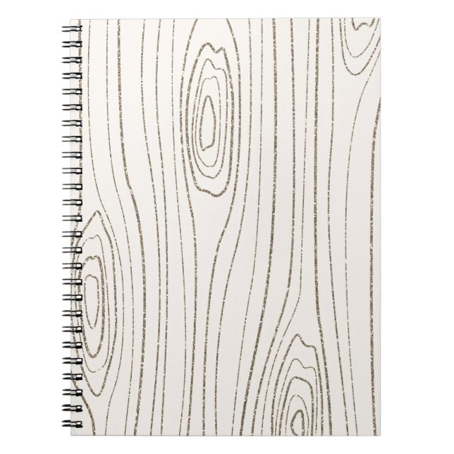 Glitter Woodgrain Journal Anteckningsbok Med Spiral (Framsidan)