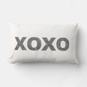 Glitter XOXO Silver Lumbarkudde