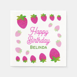 Glitter Y2K Strawberry Berry Birthday Pappersservett