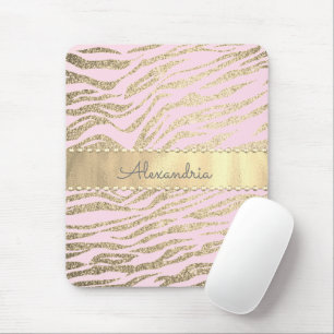 Glitter Zebra tryck på Rosa Musmatta