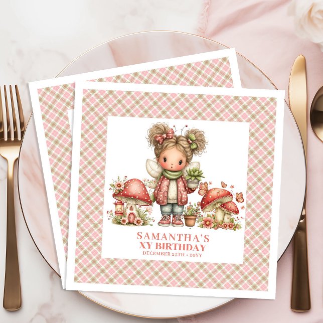 Glitterälva Magisk Rosa Födelsedagsfest Firande Pappersservett (Sparkle Fairy Magical Pink Birthday Party Celebration Napkins)