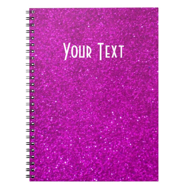Glitteranteckningsbok med rosa skymter för faux anteckningsbok med spiral (Framsidan)