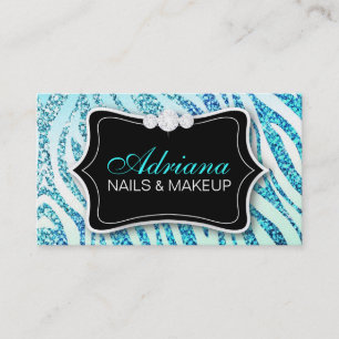 GlitterAqua för sebra 311 Visitkort