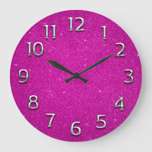 Glitterarabiskan numrerar den gråa Fuchsia Stor Klocka
