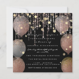 Glitterballong Rose Gold  Bröllop Sweet 16th Svart Inbjudningar