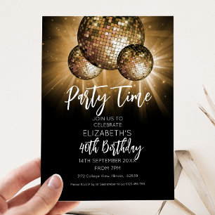 Glitterboll Party Tid Inbjudningar