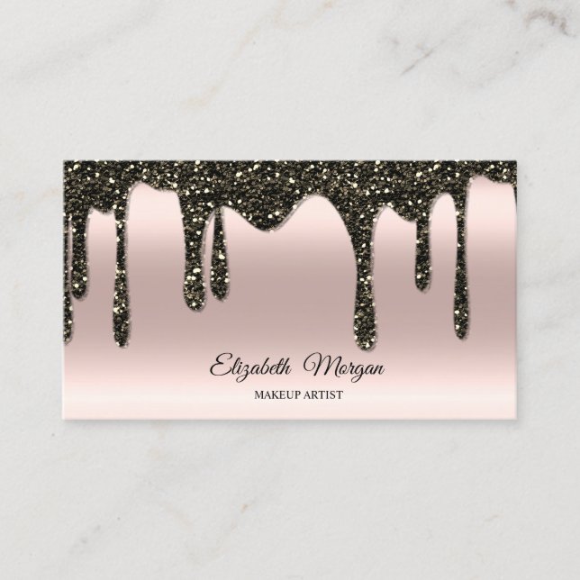 Glitterdropar Elegant Professionell Roséguld Visitkort (Framsida)