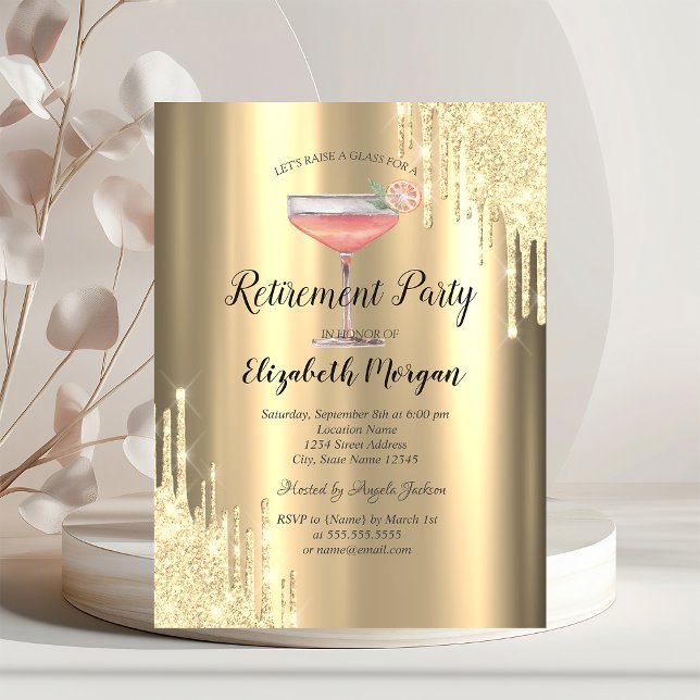 Glitterdropp, Cocktail, Guldpension    Inbjudningar (Skapare uppladdad)