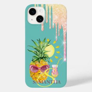 Glitterdroppar Ananas Sol Cocktail Mintgrön