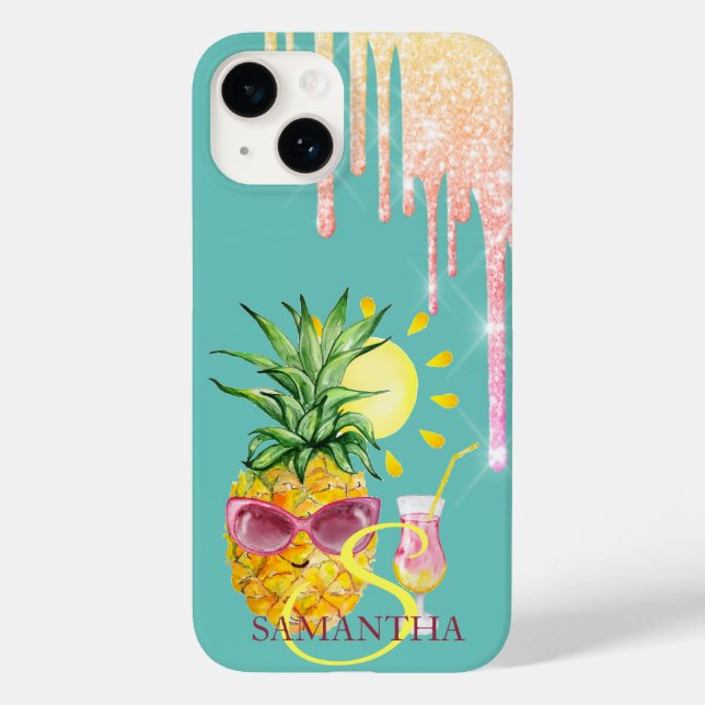 Glitterdroppar Ananas Sol Cocktail Mintgrön (Baksida)