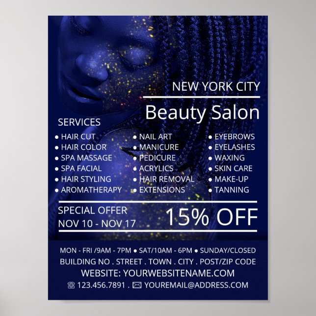 Glittered Model, Beautician, Beauty Salon Advert Poster (Framsidan)