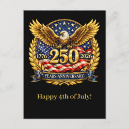 Glittered Semiquincentennial Eagle Emblem  Helg Vykort