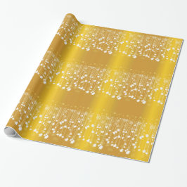 Glitterelaterade Helgdagar i Guld Wrapping Papper Presentpapper