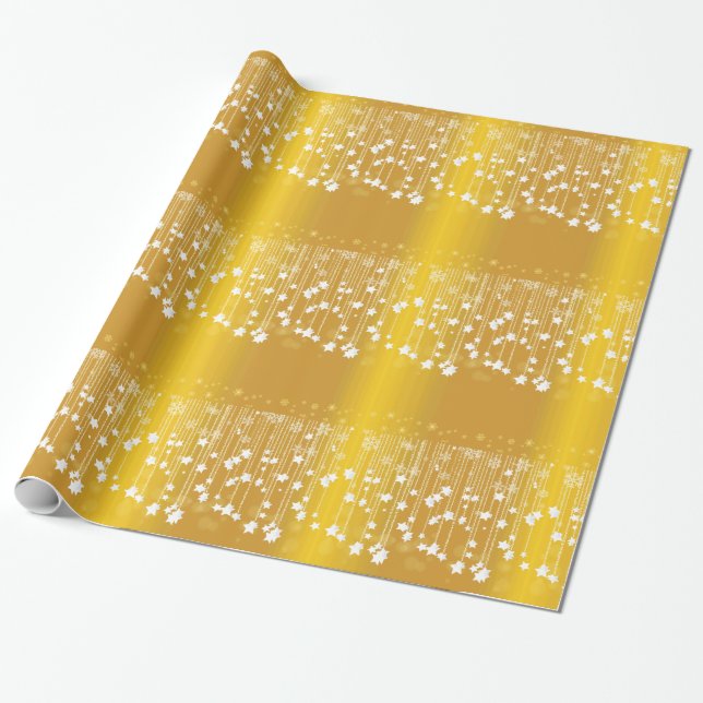 Glitterelaterade Helgdagar i Guld Wrapping Papper Presentpapper (Utrullad)
