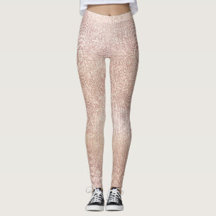 Glitterelfenben borstar Sparkly Fauxrosa rosguld Leggings