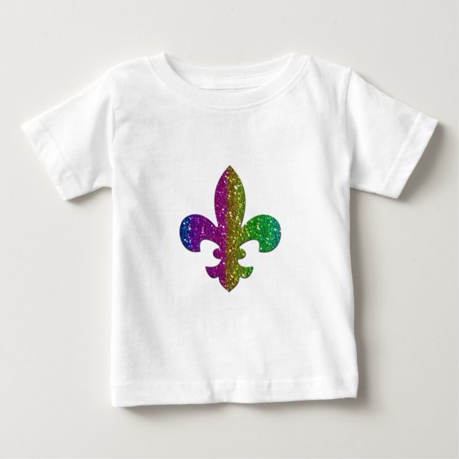 GlitterGnistra Fleur De Lis Mång- färg tillfogar Tee Shirt (Framsida)