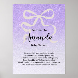 Glittergradient coquet bow Välkommen Baby Shower Poster
