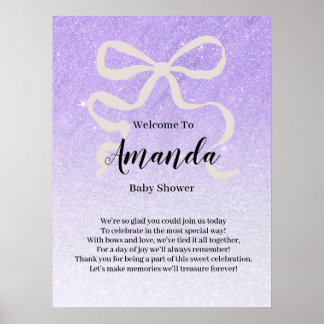 Glittergradient coquet bow Välkommen Baby Shower Poster