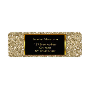 Glitterguld som bling den flott returadressen returadress etikett