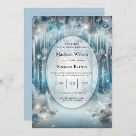 Glittering av Snowy Forest Bröllop Inbjudningar