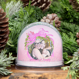 Glittering Christmas Pink Bow Photo Pink