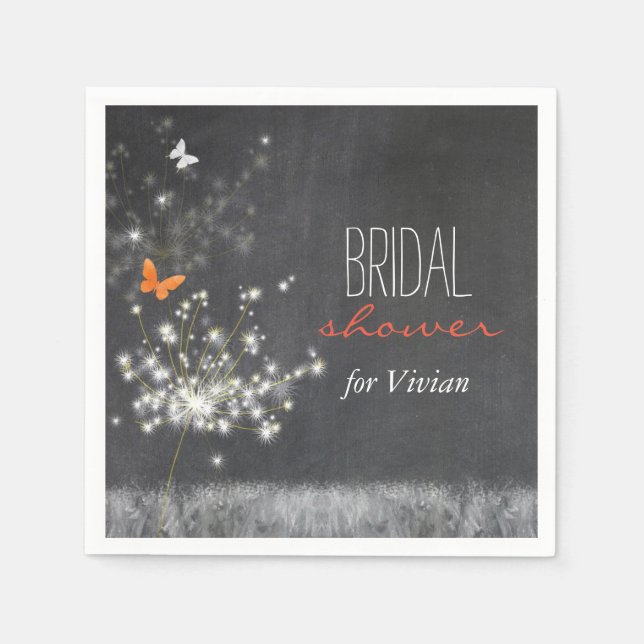 Glittering Dandelions Möhippa Party Pappersservett (Framsidan)