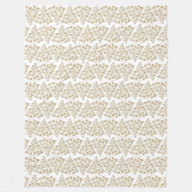 Glittering Guld CurlyQue Julgran Fleecefilt (Framsidan)