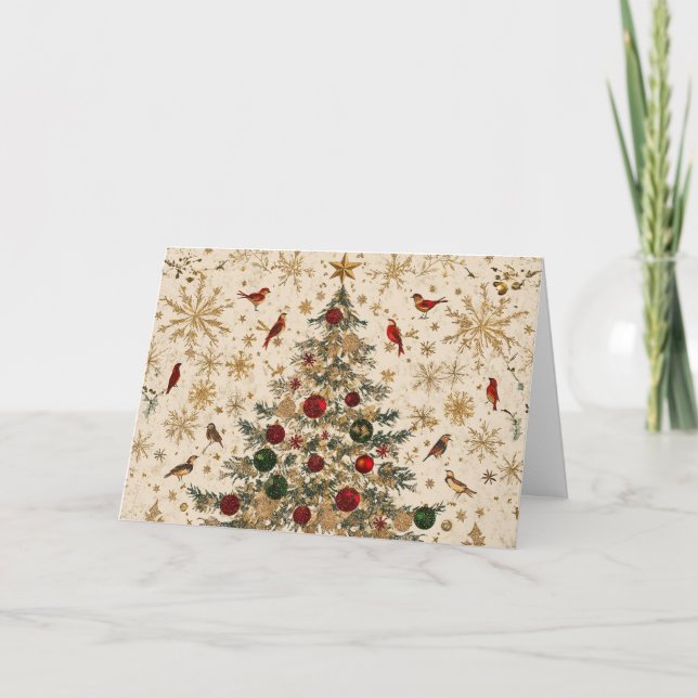 Glittering Julgran med guldolja Kort (Framsida)