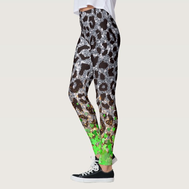 Glittering Leopard och Klöver Fusion Leggings (Vänster)