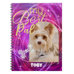 Glittering Pet Hund Photo Mangenta Anteckningsbok