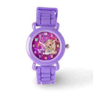 Glittering Pet Hund Photo Mangenta Armbandsur