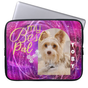 Glittering Pet Hund Photo Mangenta Laptop Fodral