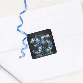 Glittering Sapphire Diamond 35e Birthday Jewels Fyrkantigt Klistermärke