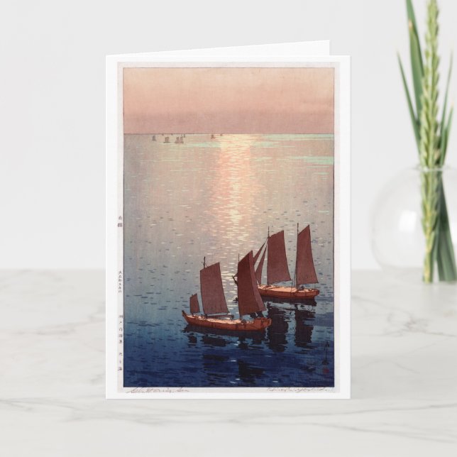 Glittering Sea, Hiroshi Yoshida, Woodcut Kort (Framsida)