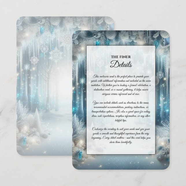  Glittering Snowy Forest Wedding Enclosure Card Tilläggskort (Fram/baksida)