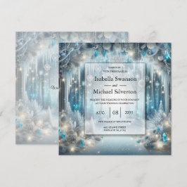 Glittering Snowy Forest Wedding Inbjudningar