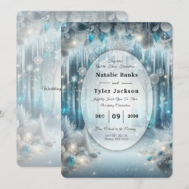Glittering Snowy Forest Wedding Inbjudningar