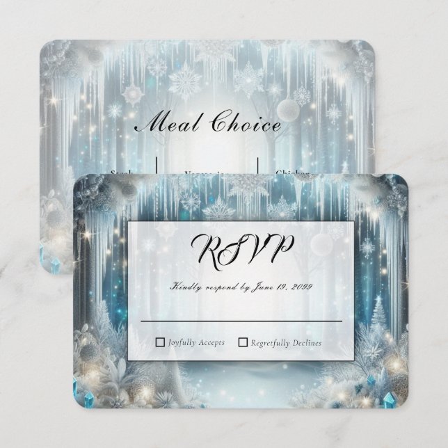 Glittering Snowy Forest Wedding OSA Kort (Fram/baksida)