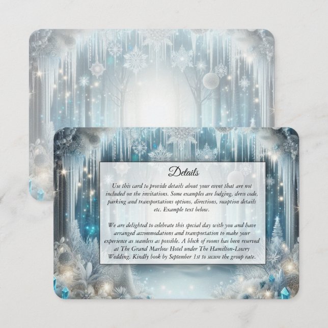 Glittering Snowy Forest Wedding Tilläggskort (Fram/baksida)