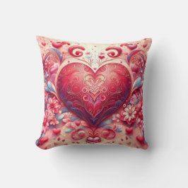 Glittering Swirl Pink Heart Throw Pillow Kudde