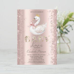 Glitterkonfetti Blommig Svanbåge Baby Shower Inbjudningar