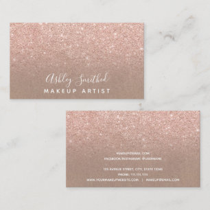 Glitterkraft för modern faux rosa guld- makeup visitkort