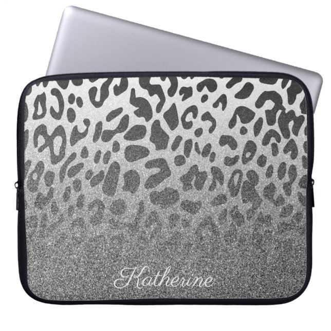 GlitterLeopardtryck Laptop Fodral (Framsidan)
