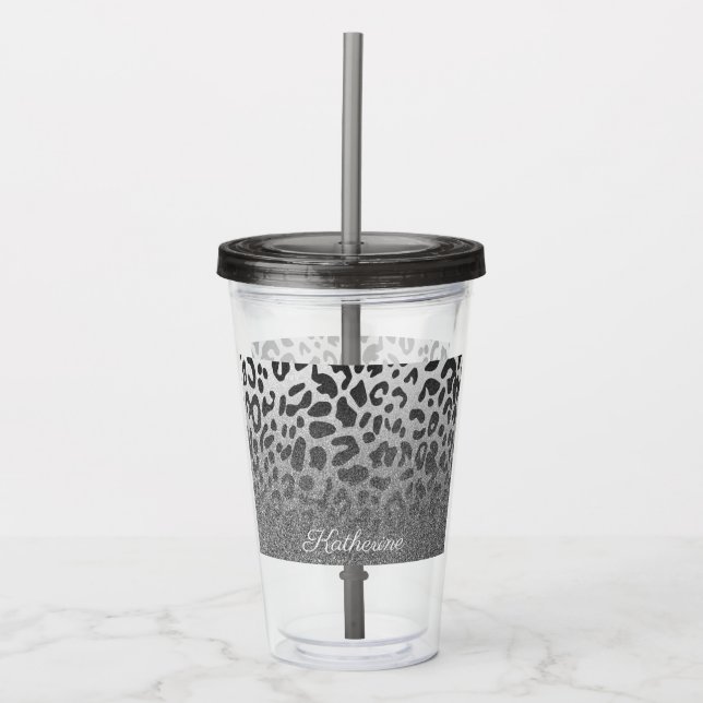 GlitterLeopardtryck Take Away Mugg (Framsida)