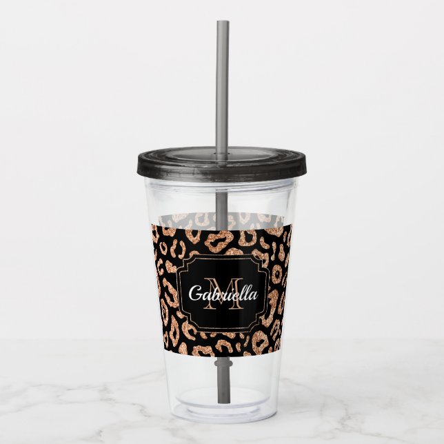 GlitterLeopardtryck Take Away Mugg (Framsida)